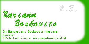 mariann boskovits business card